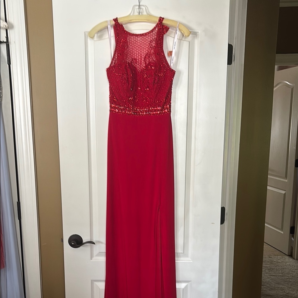 Sherri Hill Red Halter Prom Gown